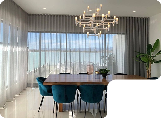 Sheer curtains in living room
