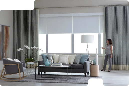 Luxury Livingroom Motorized Curtains UAE