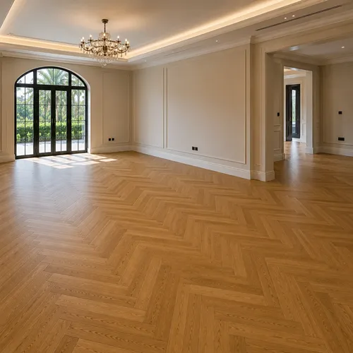 Herringbone Parquet Flooring Project at Villa 7, Sector E, Emirates Hills