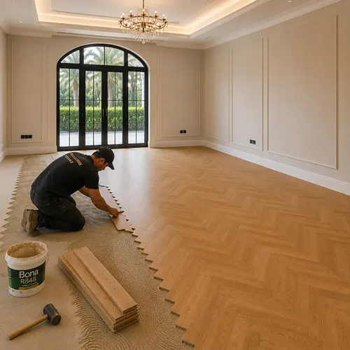 Herringbone Parquet Flooring Installation